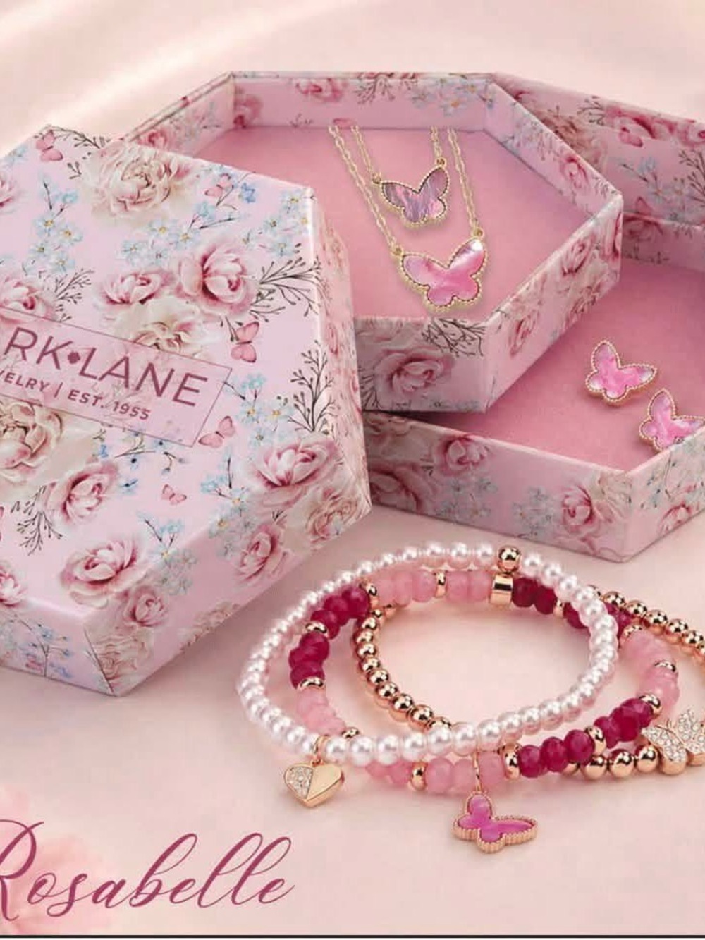 Park Lane Rosabelle Pink & Gold Layered Bracelet Set